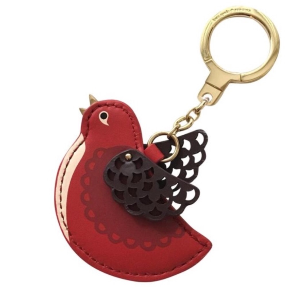 Kate Spade red & brown flying bird key flob
